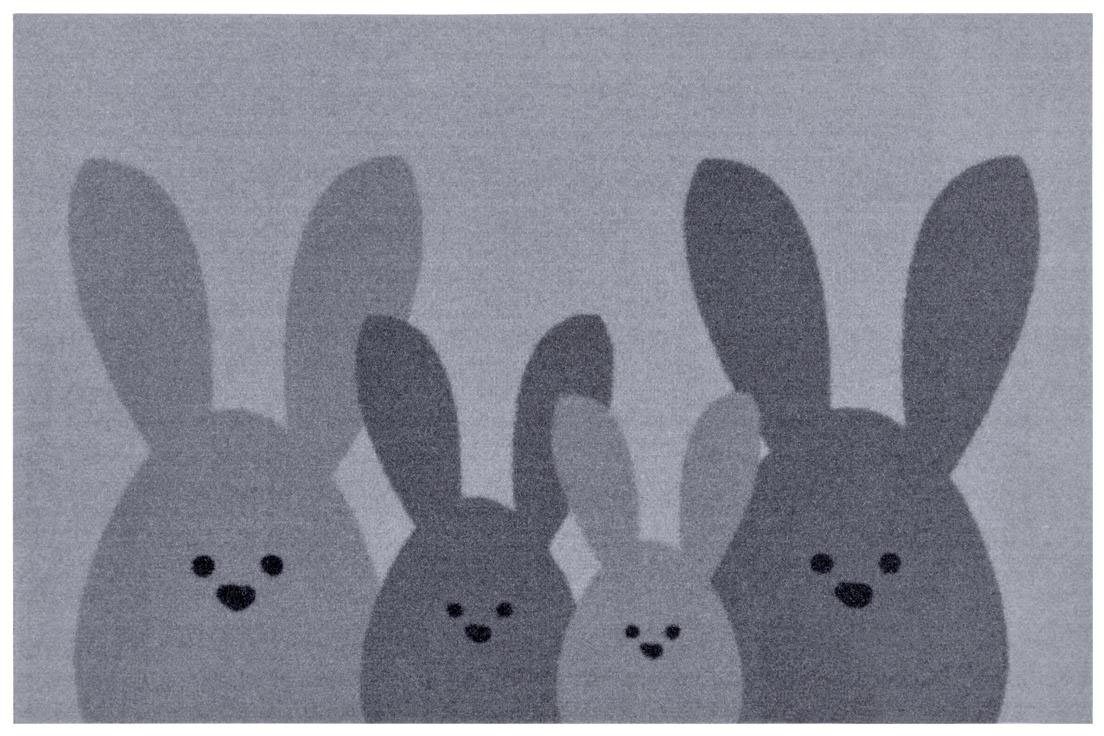 Fußmatte Bunny Family, HANSE Home, rechteckig, Höhe: 7 mm, Schmutzfangmatte, In-& Outdoor, Rutschfest, Waschbar, Türmatte, Ostern grau