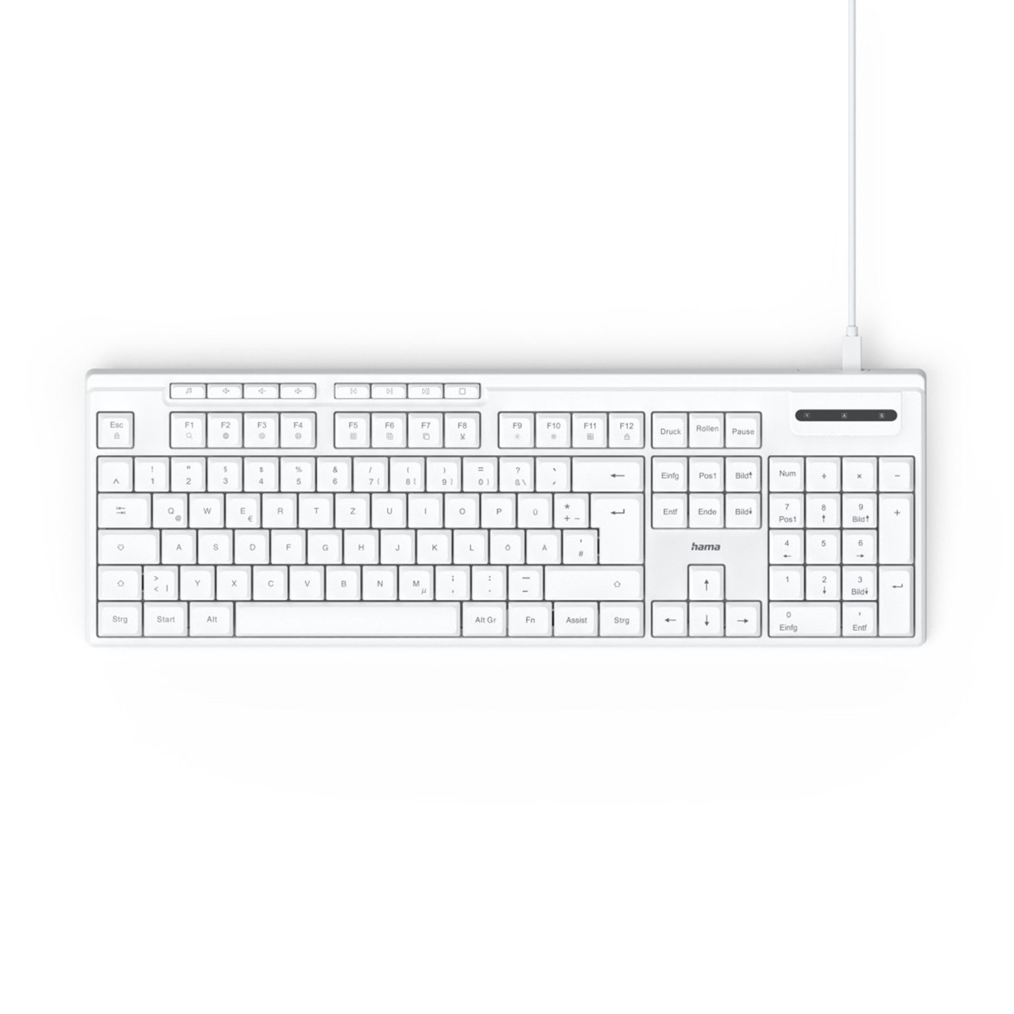 Hama CK-200, kabelgebunden, Weiß, QWERTZ Gaming-Tastatur