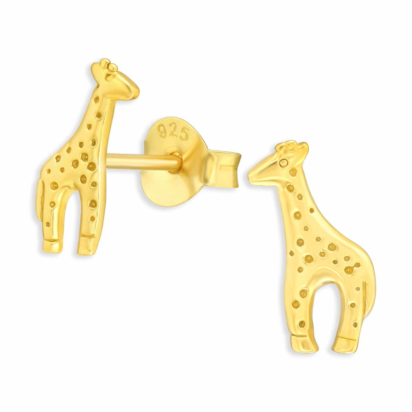 Monkimau Paar Ohrstecker Giraffen Gold Ohrringe plattiert aus Silber 925 (Packung)