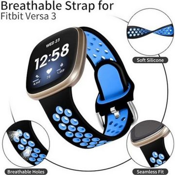 SmartUP Smartwatch-Armband Sport Silikon Armband für Fitbit Versa 3/ Sense Uhrenarmband, Sportband, Silikon Ersatz Armband