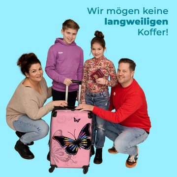 NoBoringSuitcases.com© Koffer Schmetterling - Regenbogen - Rosa - Design 67x43x25cm, 4 Rollen, Mittelgroßer Koffer für Erwachsene, Reisekoffer