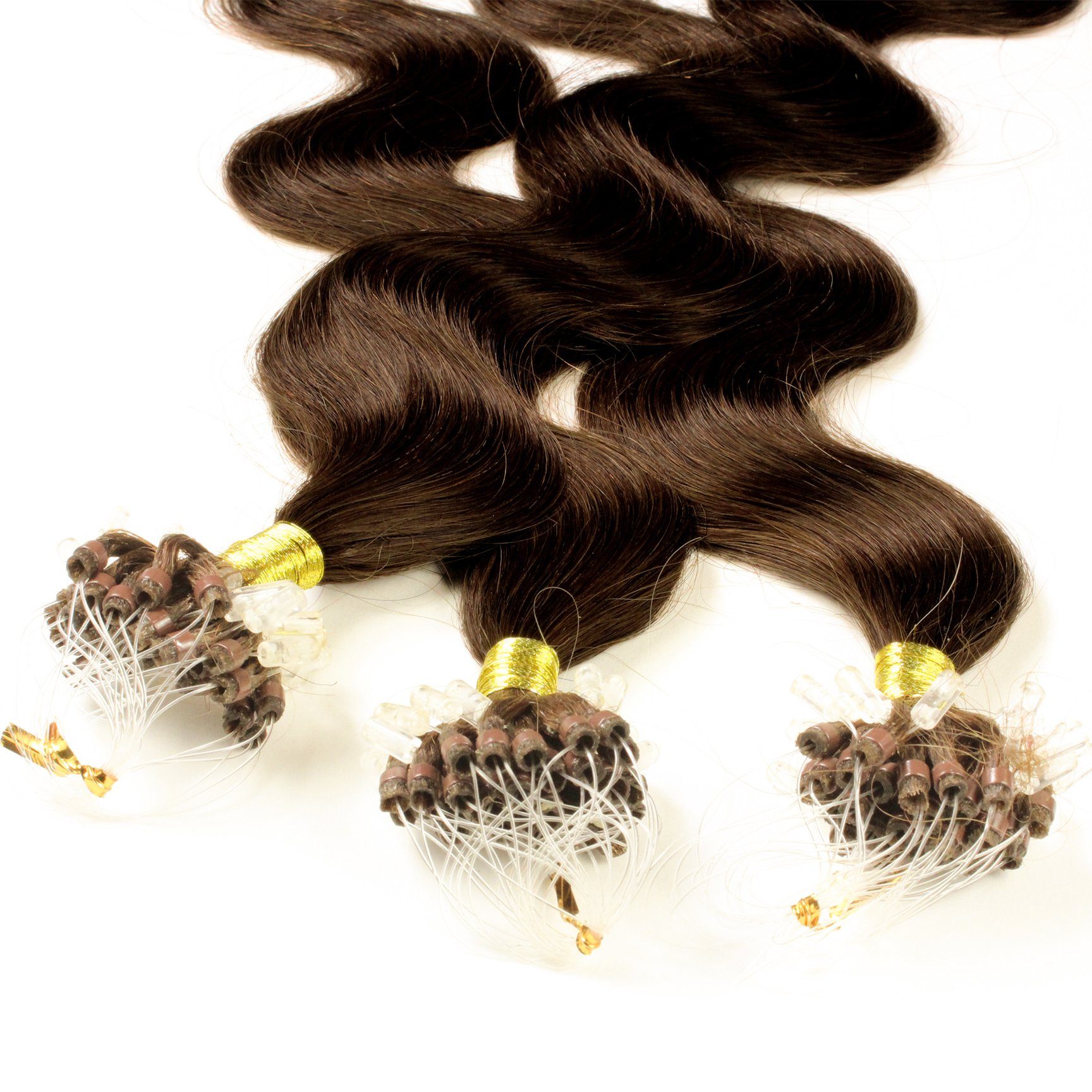 Microring Loops 40cm #6/3 Gold Dunkelblond 0.5g Echthaar-Extension hair2heart gewellt -