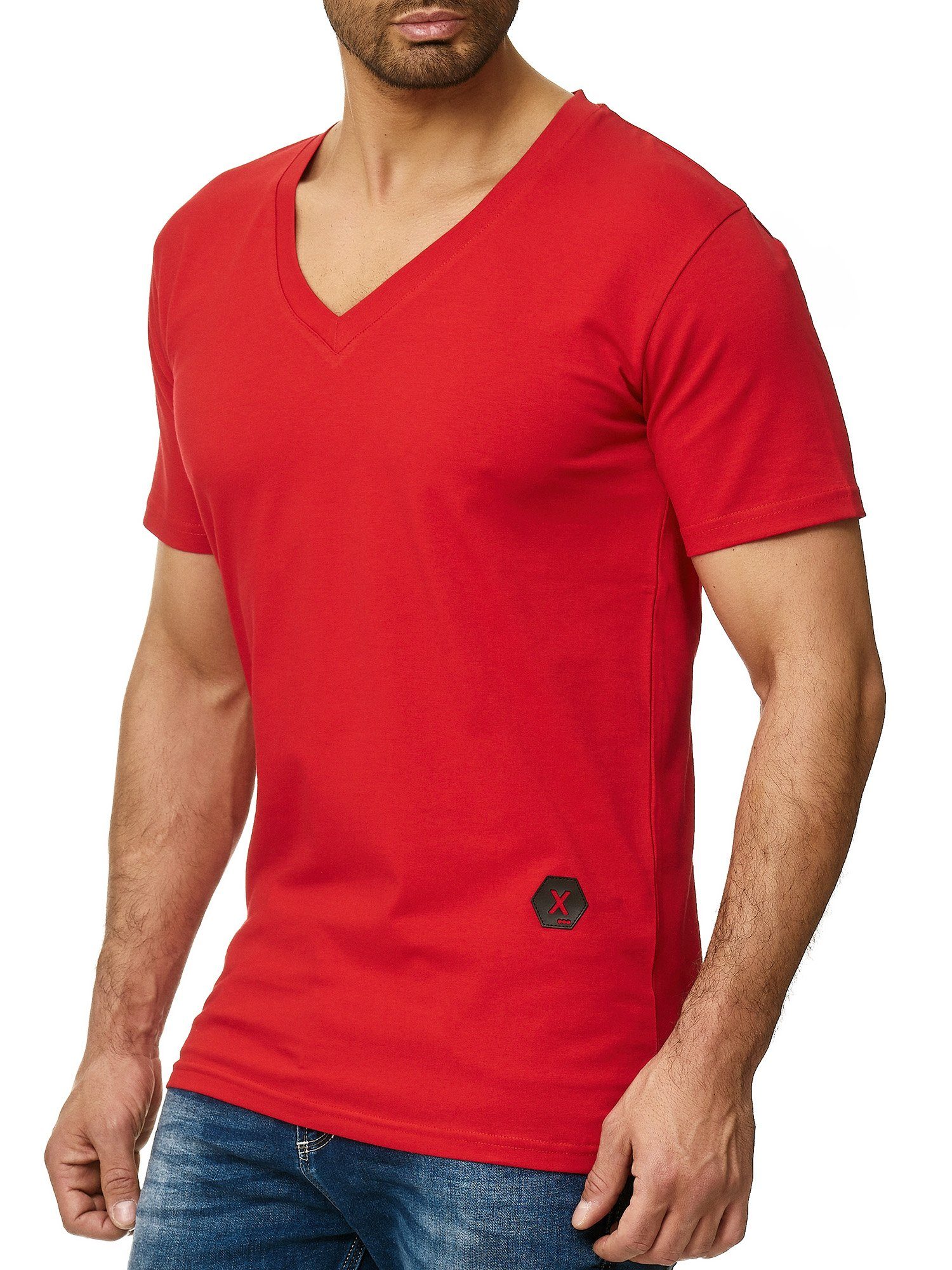 OneRedox T-Shirt 1308C (Shirt Polo Kurzarmshirt Tee, 1-tlg) Fitness Freizeit Casual Rot