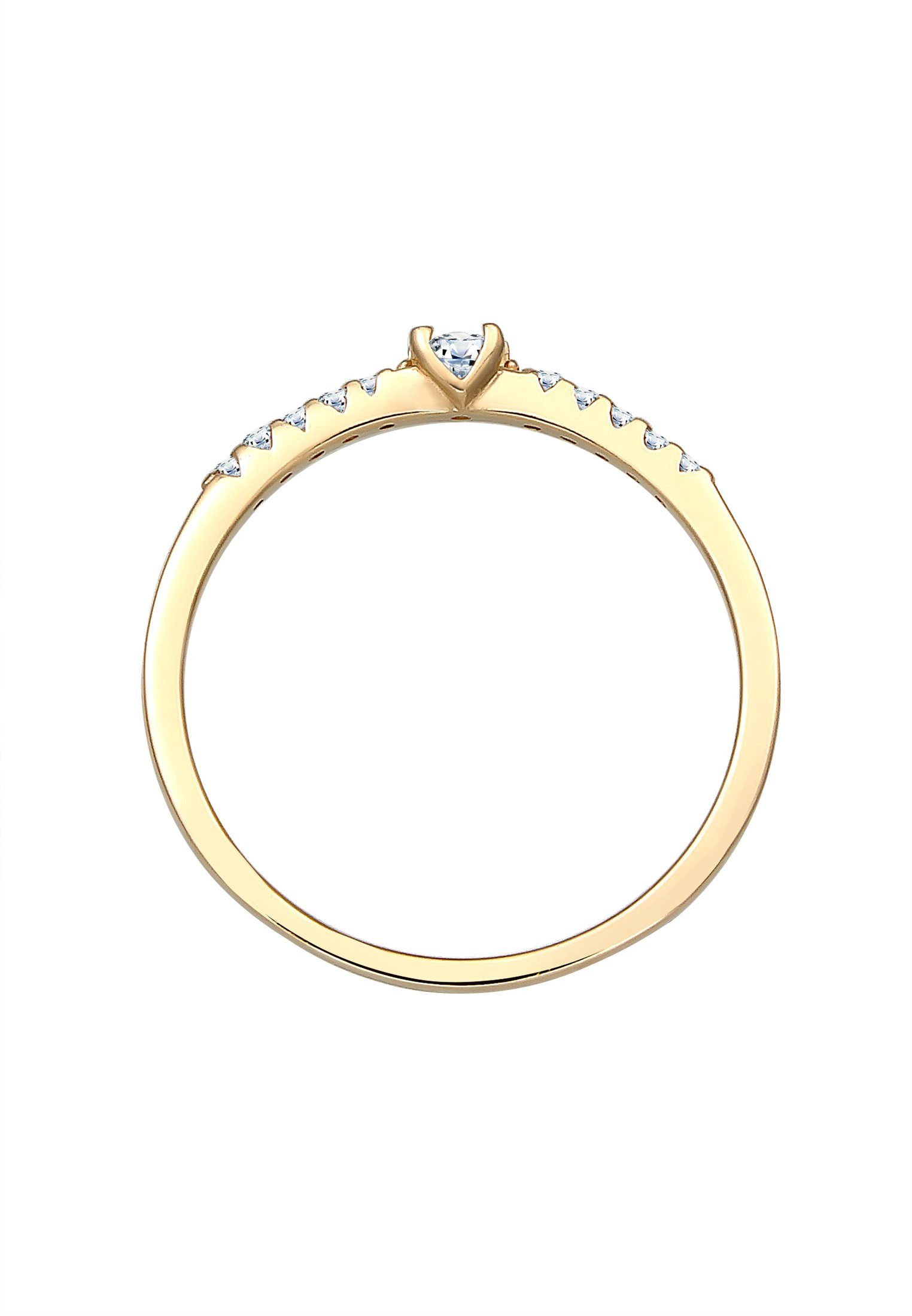 Elli DIAMONDS Verlobungsring Microsetting Diamant (0.11 ct) 585er Gelbgold
