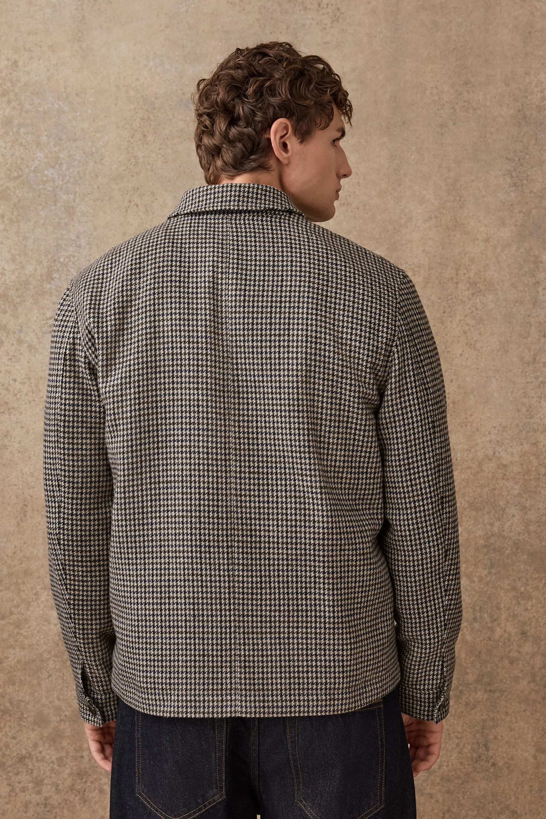 Next Hemdjacke Elegante Jacke mit Hahnentritt + Brusttaschen (1-St)