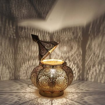 Casa Moro Nachttischlampe Orientalische Tischlampe Gohar in Antik-Gold Look LN2090, ohne Leuchtmittel, Bodenlampe, Nachttischlampe, Ramadan Lampe