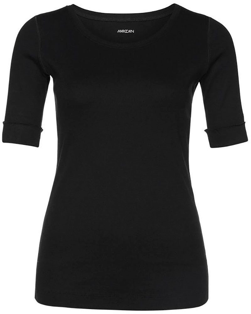 Marc Cain Rundhalsshirt "Collection Essential" Premium Damenmode Rundhals-Shirt mit halben Ärmeln