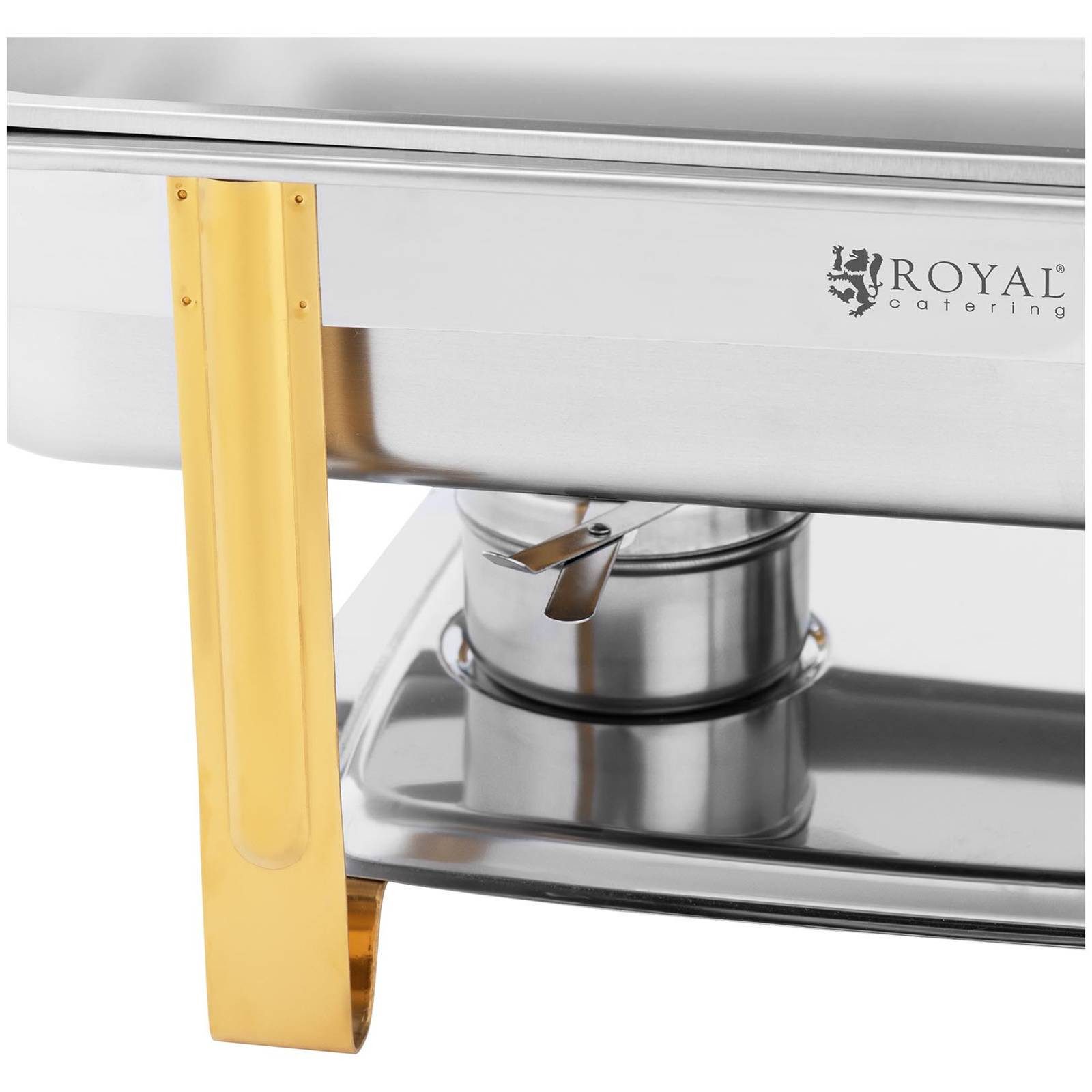 Royal Catering Speisenwärmer Chafing Dish GN 1/1 Warmhaltebehälter 9L Wasserbad 2 Brennstoffzellen