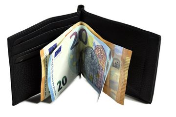 JOCKEY CLUB Geldscheinklammer Federschnapp-Münzfach, echt Leder, Dollarclip, Geldklammer, Kartenfächer