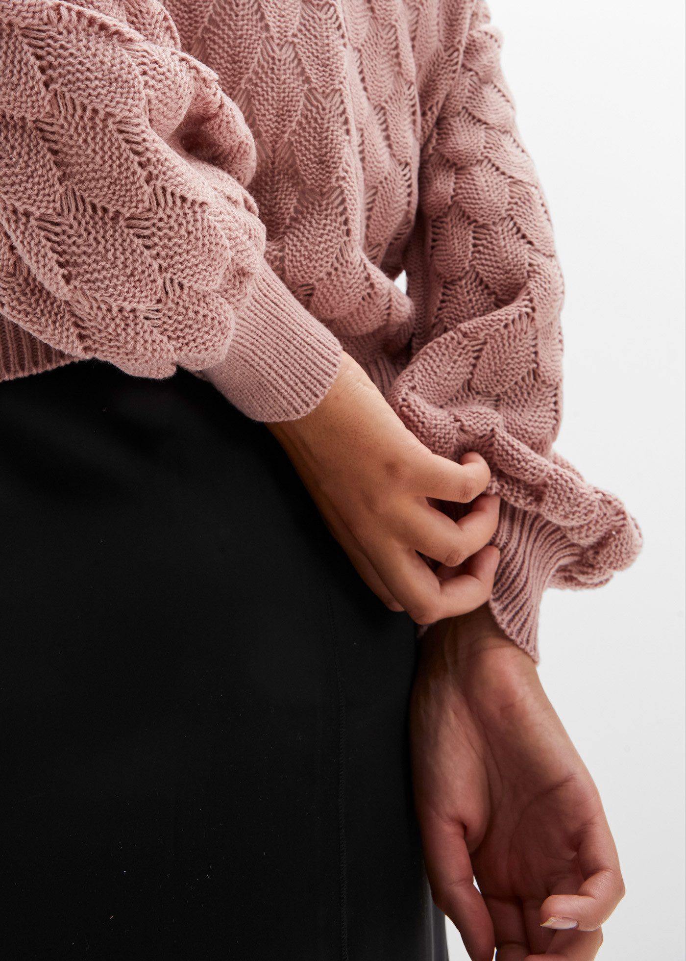 bonprix Ajourpullover lässige Passform, Ballonärmel, tolles Ajour-Strickmuster