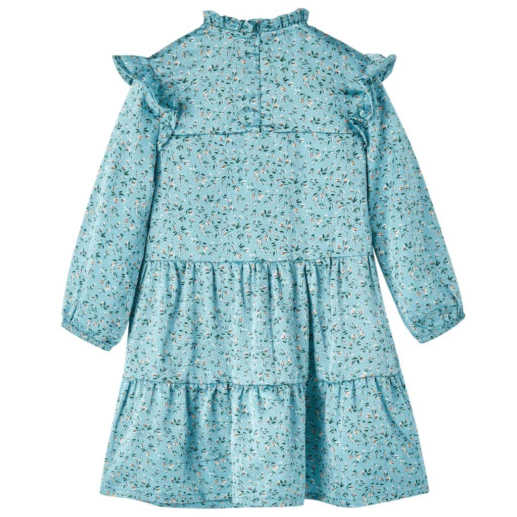 128 Langen vidaXL Ärmeln Blau mit Kinderkleid A-Linien-Kleid