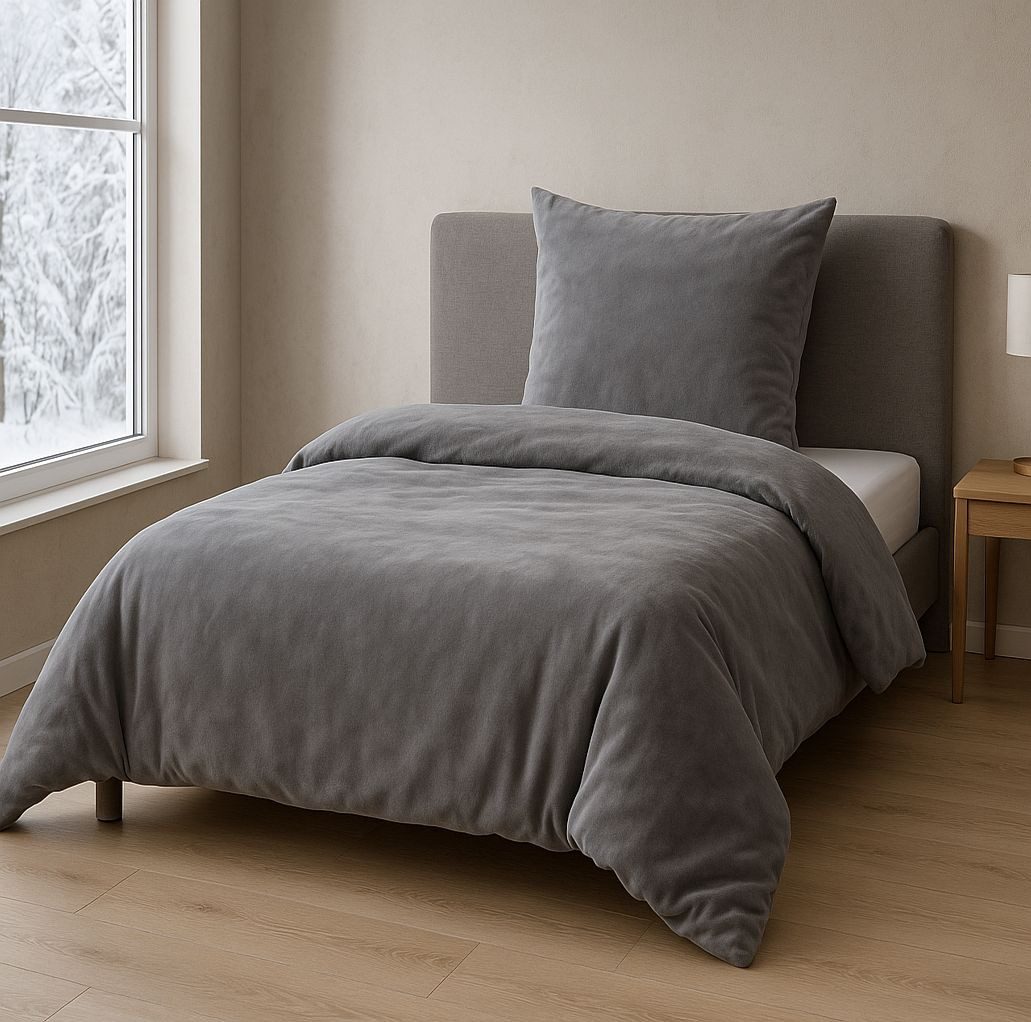 Malika Bettwäsche aus 100% Mikrofaser, 135x200 + 80x80 cm Cashmere Touch, Grau, Cashmere Touch, 2 teilig, Für Allergiker geeignet, pflegeleicht, angenehm weicher Stoff
