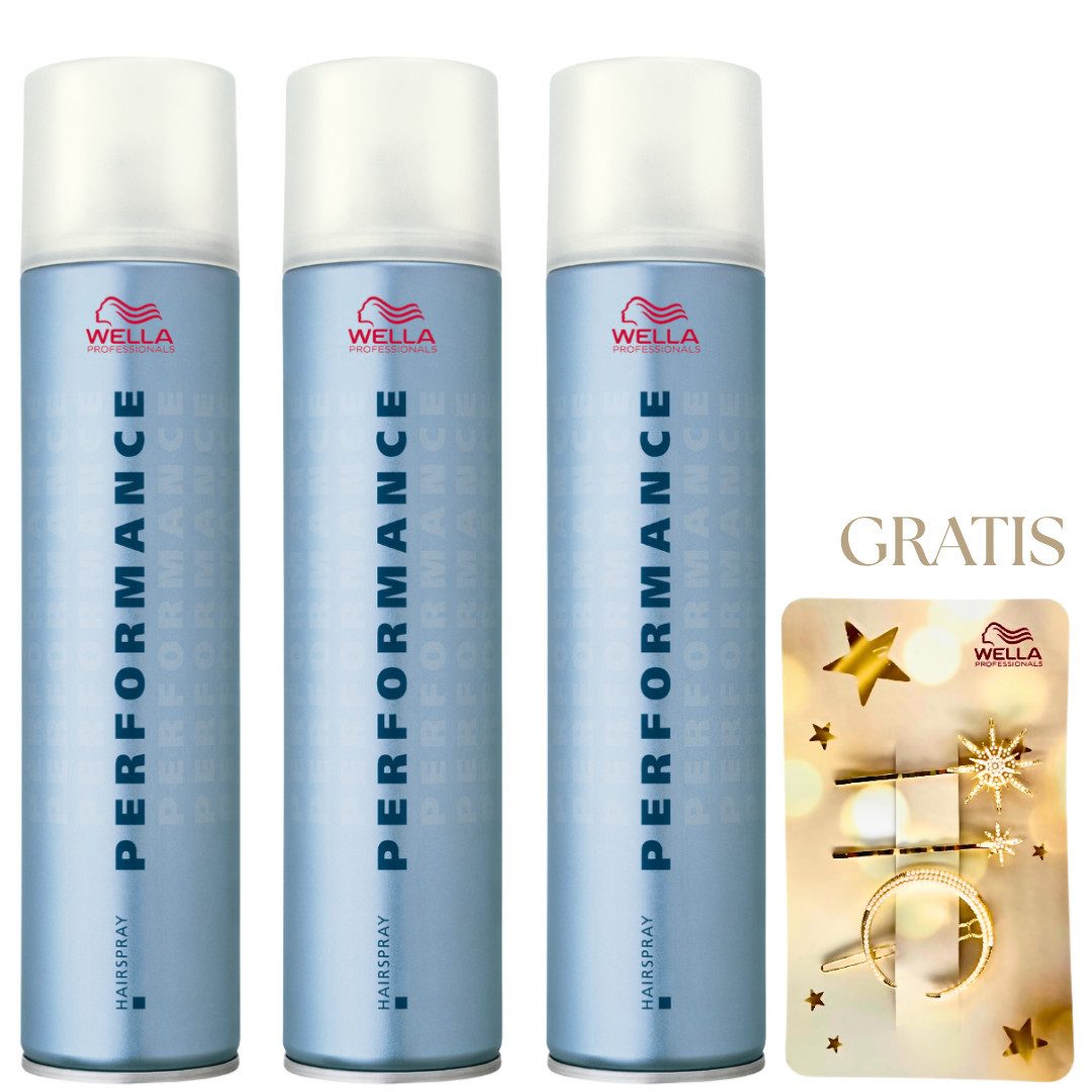 Wella Professionals Haarspray Performance Haarspray – 3x 500 ml inkl. Haarschmuck