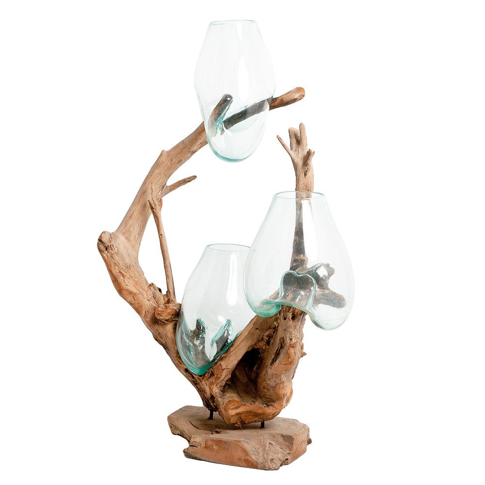 LebensWohnArt Dekoobjekt Einzigartiges Deko-Objekt DROP-TRIO ca. H100cm Teak Unikat
