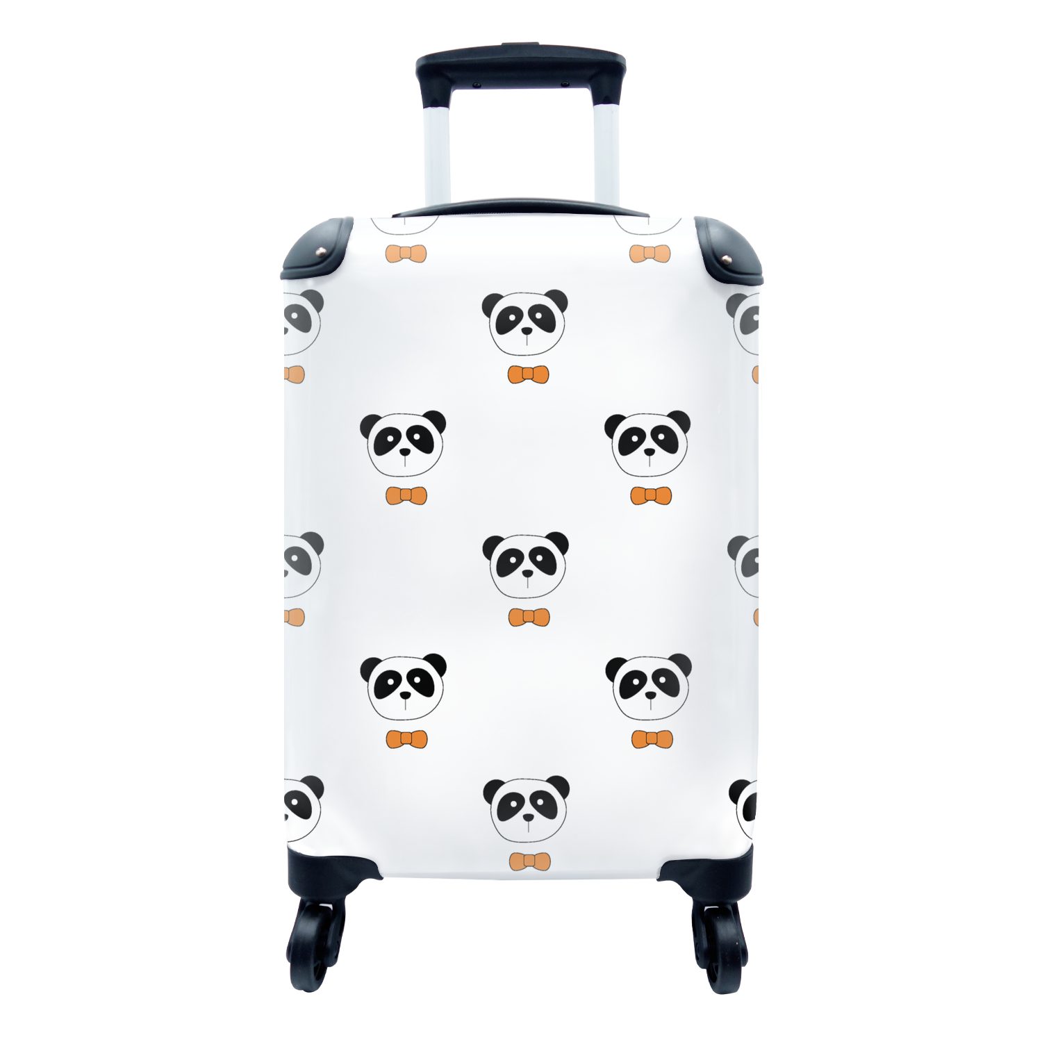 MuchoWow Handgepäckkoffer Panda - Schwarz - Weiß - Muster, 4 Rollen, Reisetasche mit rollen, Handgepäck für Ferien, Trolley, Reisekoffer