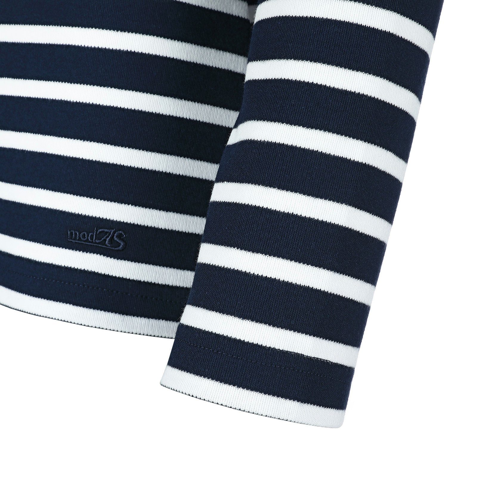 Langarm-Shirt modAS Streifen (05) Damen blau / weiß Bretonisches mit Langarmshirt Streifenshirt Baumwolle