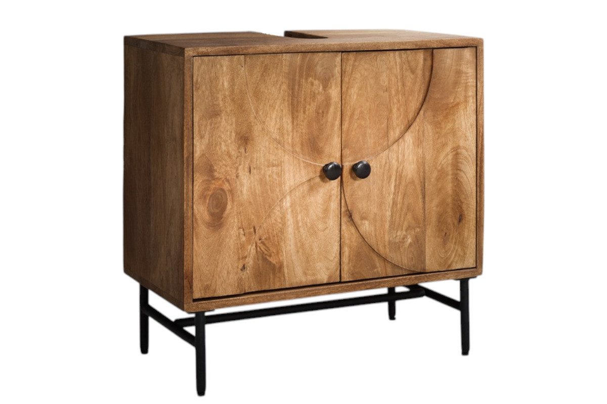 Waschbeckenunterschrank Waschbeckenunterschrank 60x60cm 'Swing' Mango & Metall schwarz