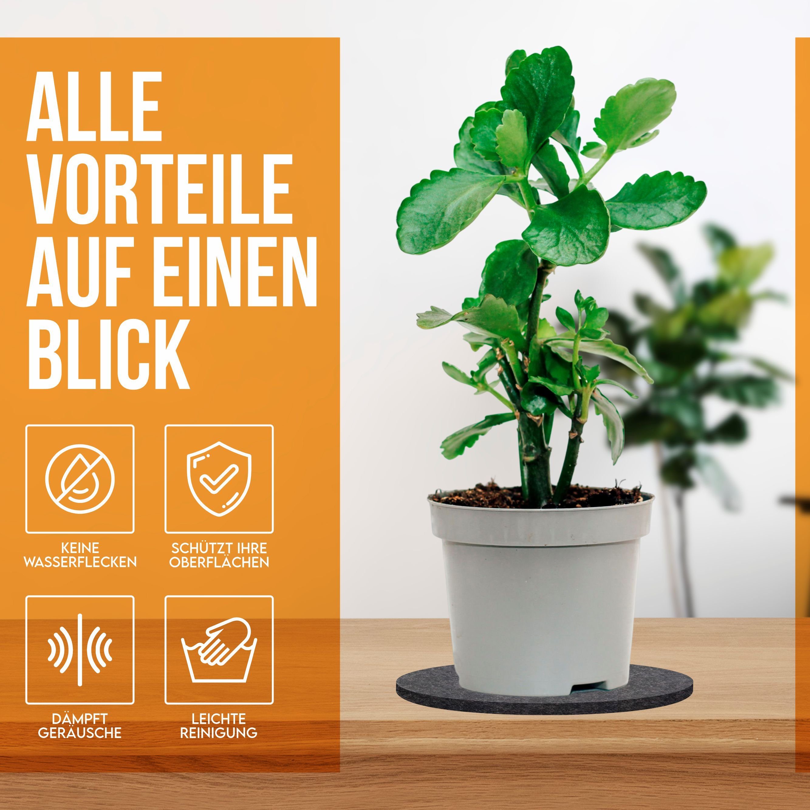 Untersetzer Vasen, Gläser Blumentöpfe Filz – Co, für Blumentöpfe Teller Zubehör Blumentopfuntersetzer 6-tlg., Unterlage & für Untersetzer waschbare Schwarz Blumen Blumenuntersetzer oder wortek rund Set,