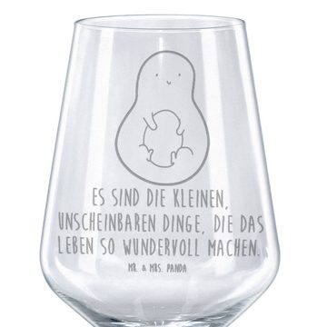 Mr. & Mrs. Panda Rotweinglas Avocado Kern - Transparent - Geschenk, Gesund, Spülmaschinenfeste Wei, Premium Glas, Luxuriöse Gravur