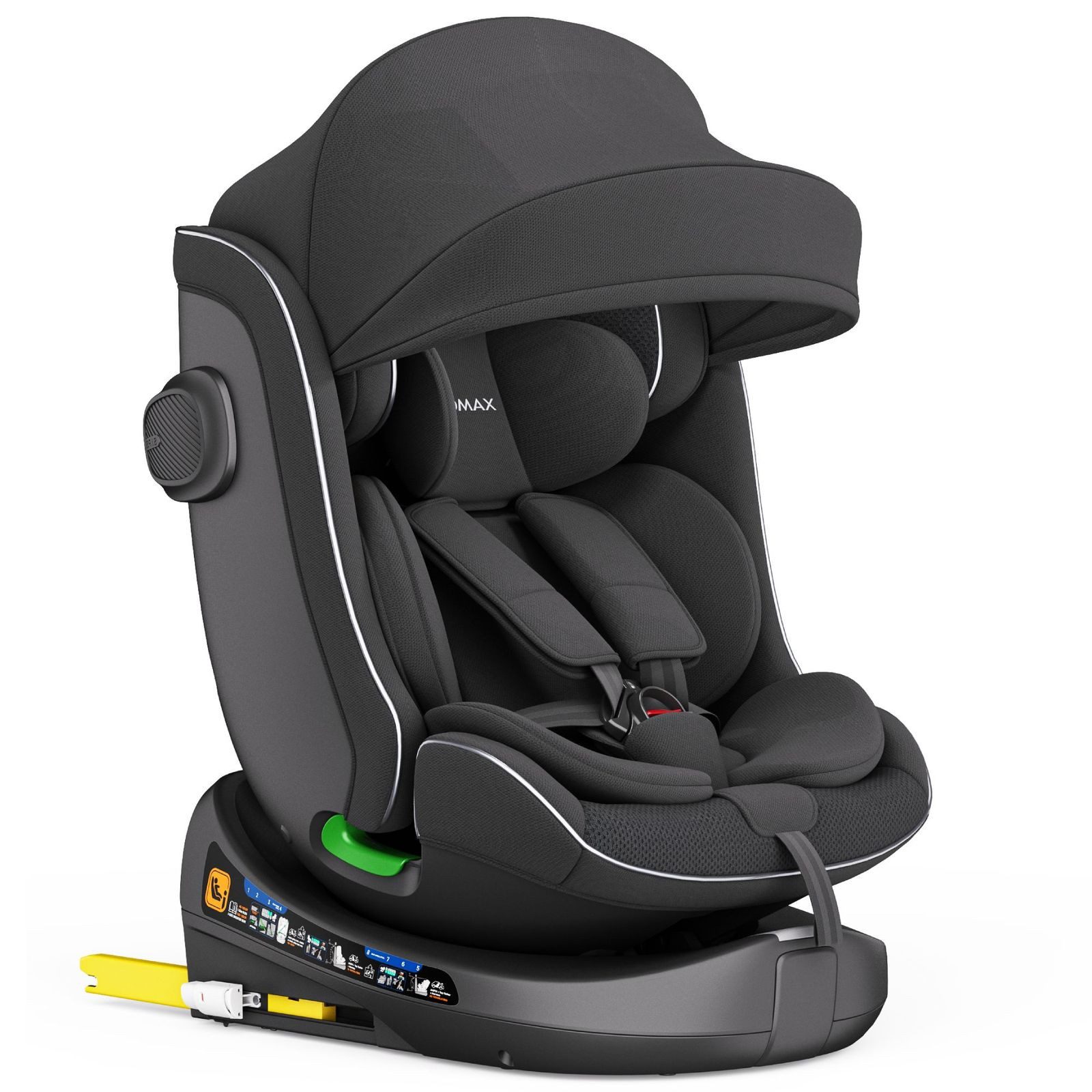 XOMAX Autokindersitz XOMAX Nova Kindersitz mit ISOFIX Auto 0-36kg AUTOSITZ 360°Drehbar, bis: 12 Jahre, (1-tlg)
