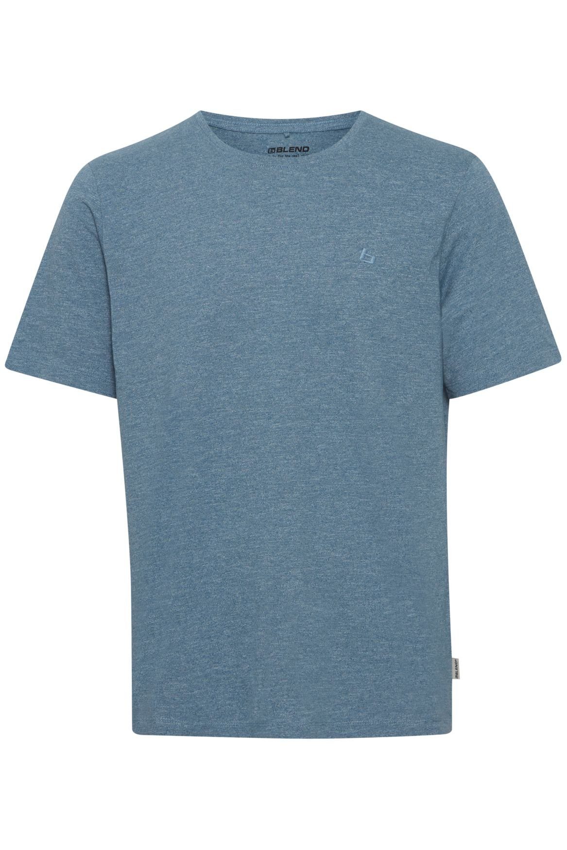 Blau Shirt Kurzarm T-Shirt Stretch Rundhals BHWilton 5030 in Blend T-Shirt