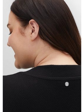 Sheego Sweatshirt Große Größen aus Waffelpiqué, Tunnelzug am Ausschnitt