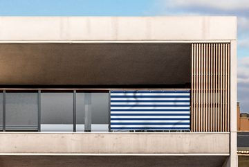 MuchoWow Balkonsichtschutz Muster - Streifen - Blau - Dunkel (1-St) Balkon Sichtschutz, Windschutz, 200x90 cm