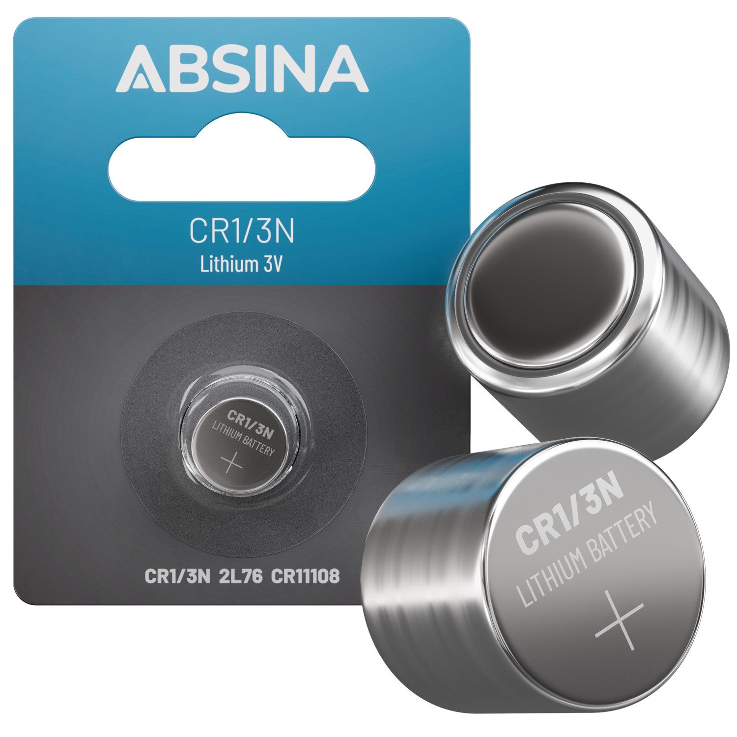ABSINA CR1/3N Batterie Lithium 3V - Batterie CR11108 mit langer Haltbarkeit Knopfzelle, (1 St)