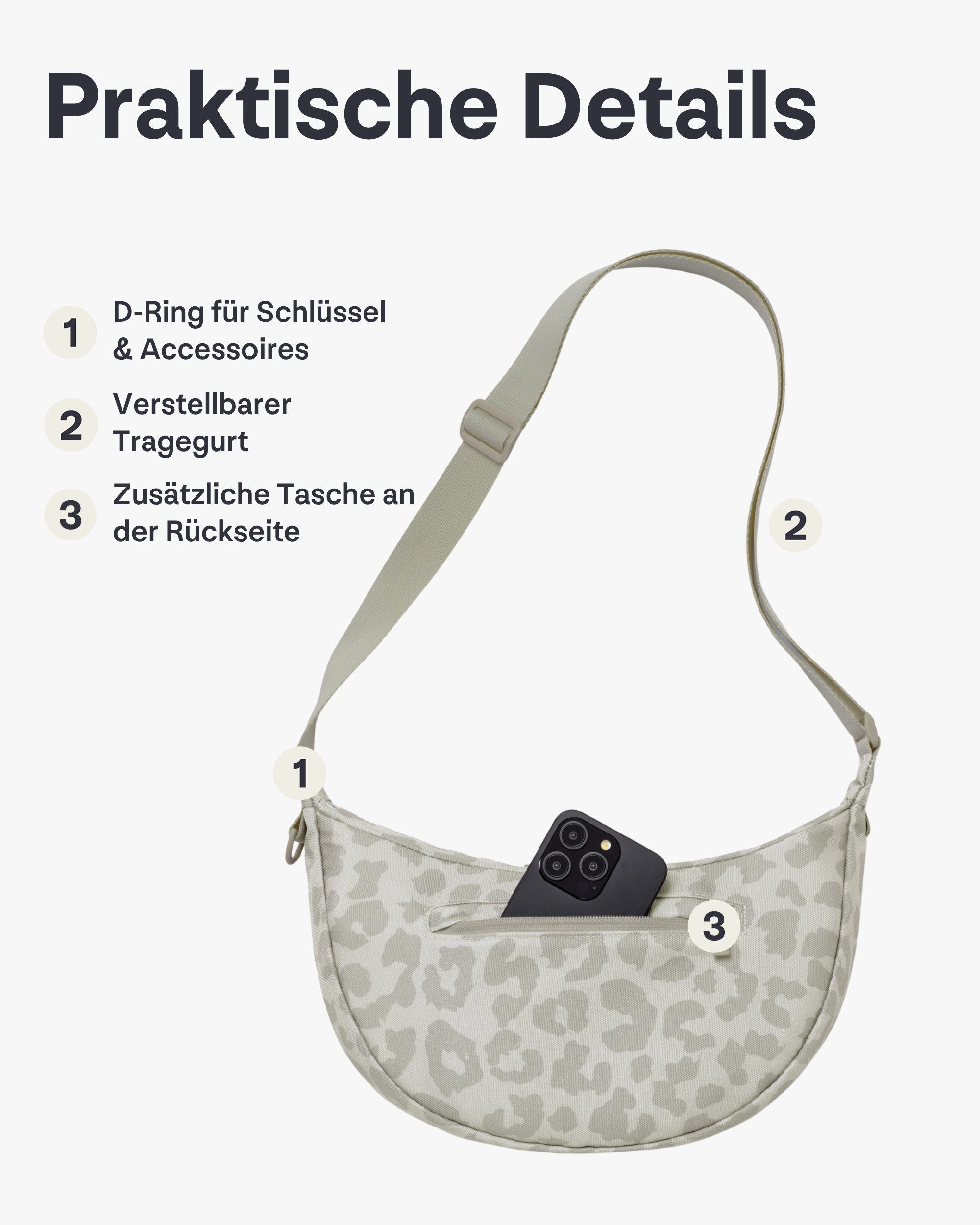 Johnny Urban Umhängetasche Ally Medium Half Moon Bag, Stylische Crossbody Bag in Halbmond Form, Wasserabweisend – Bild 4 von 5