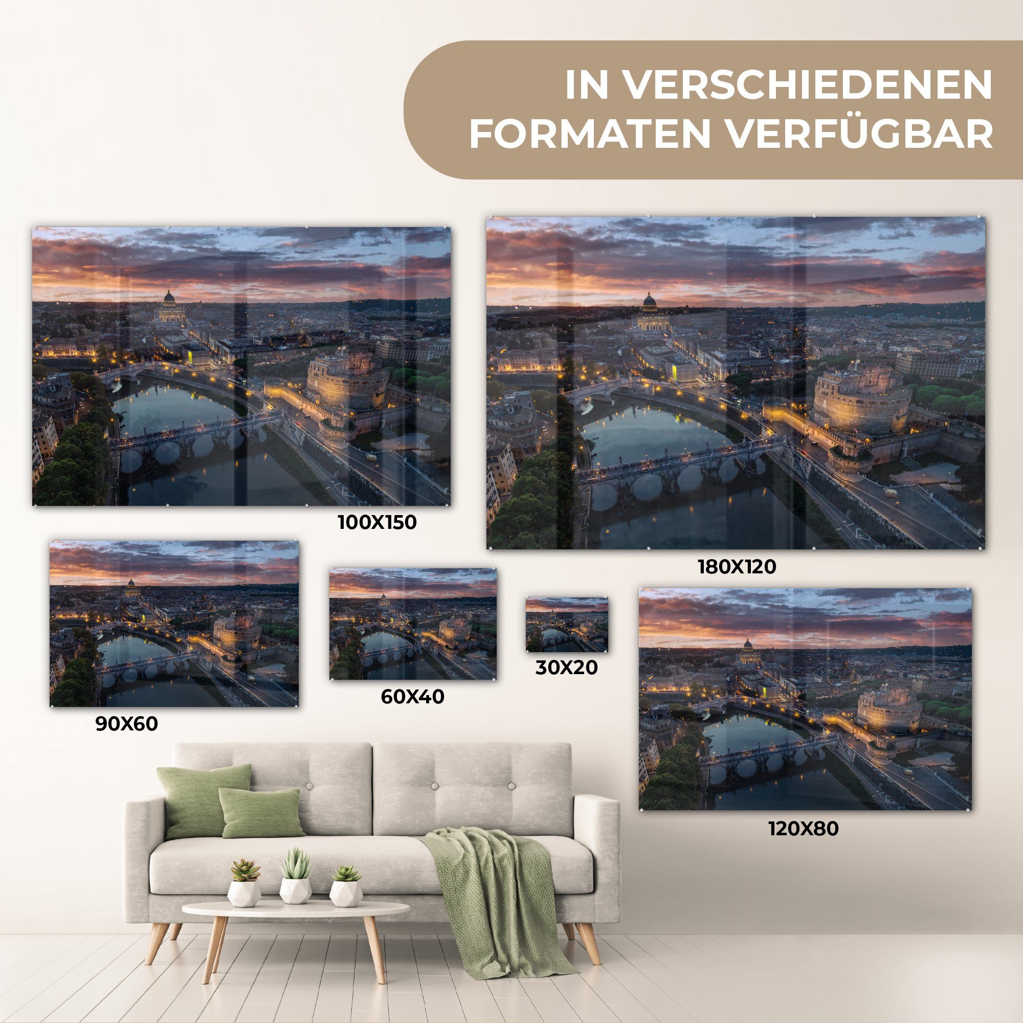 MuchoWow Dunkelheit, Wohnzimmer - Acrylglasbild - St), Acrylglasbilder & Rom Brücke (1 Schlafzimmer