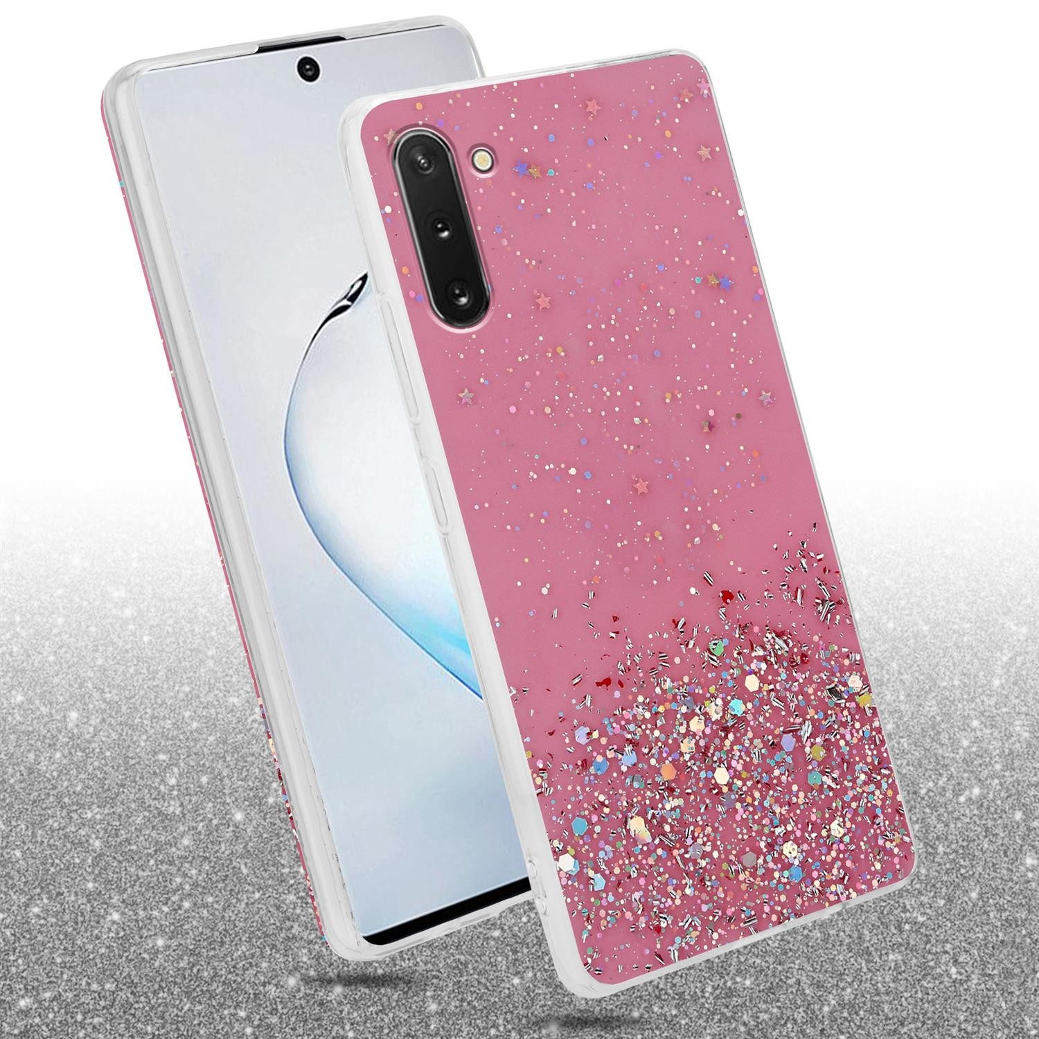 Cadorabo Handyhülle für Samsung Galaxy NOTE 10 Hülle Samsung Galaxy NOTE 10, Flexible TPU Silikon Handy Schutzhülle - Hülle - mit Glitzer