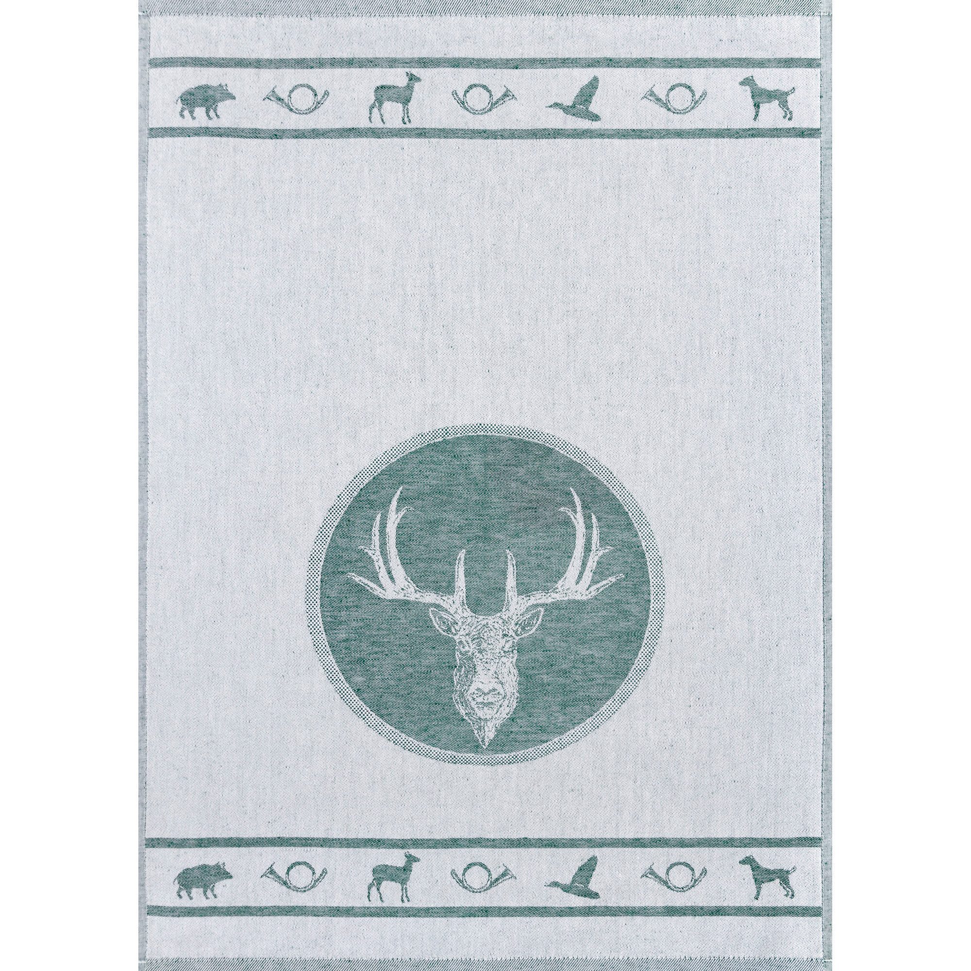 Kracht Geschirrtuch Geschirrtuch "Jagd" 3er-Pack, Halbleinen Motiv