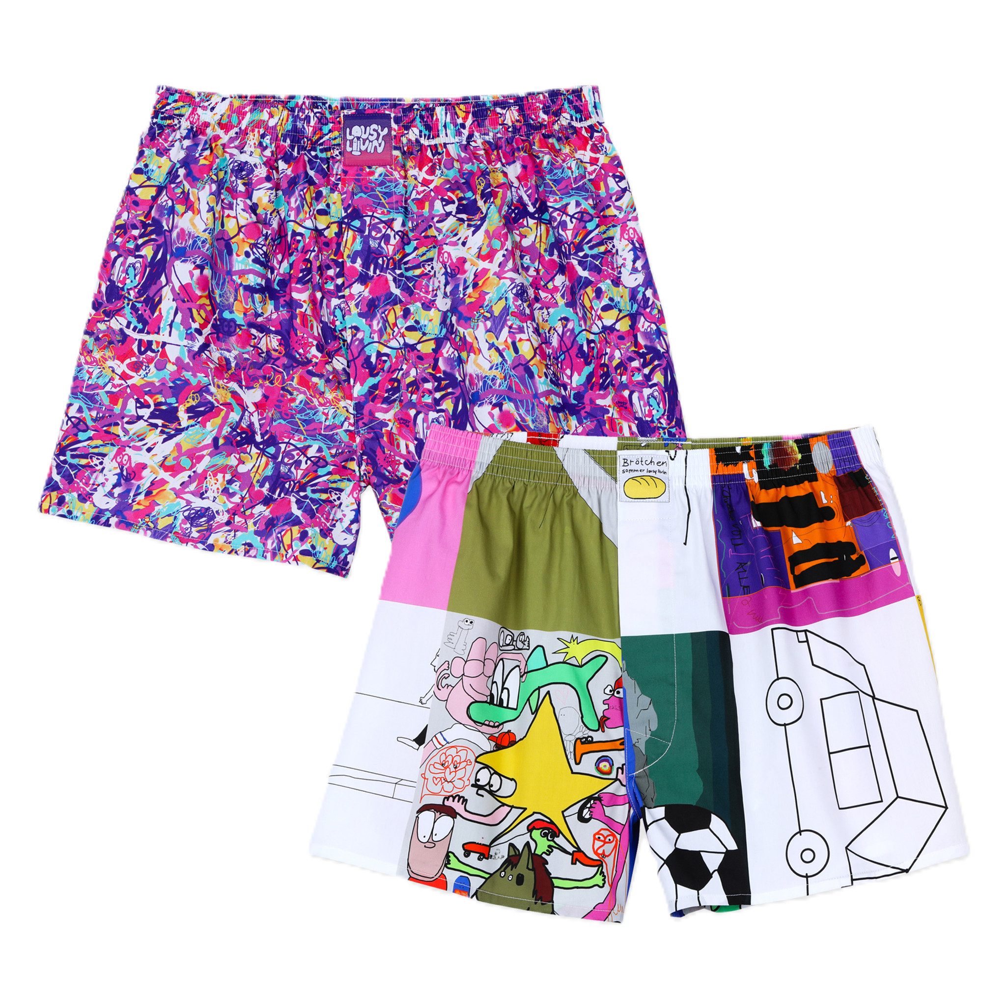 Lousy Livin Boxershorts Lousy Livin 2-Pack Boxershorts Ecstasy & Brötchen (Boxershorts, Boxershorts)