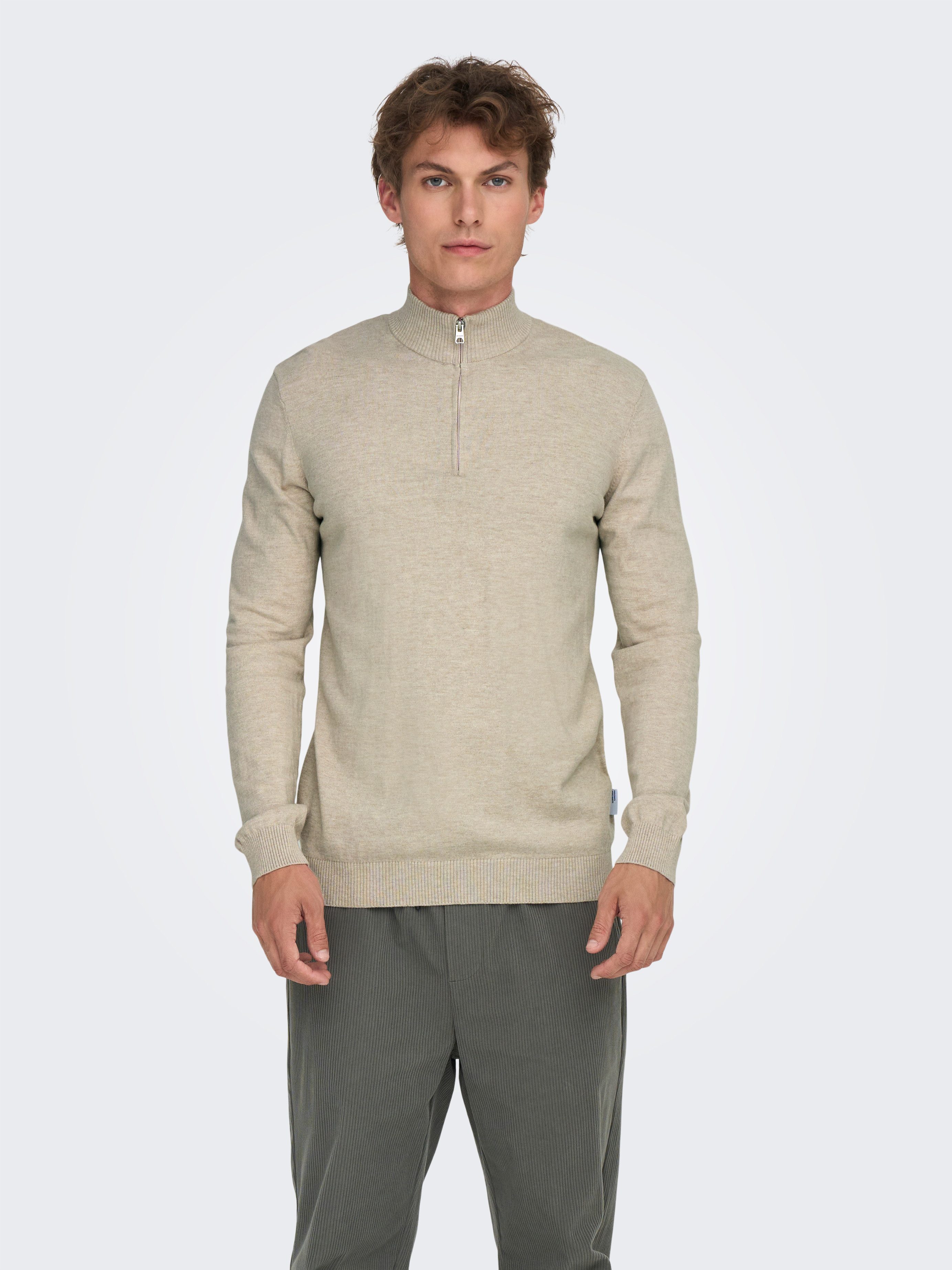 ONLY & SONS Troyer ONSLOUI REG 12 MEL HALF ZIP KNIT NOOS günstig online kaufen