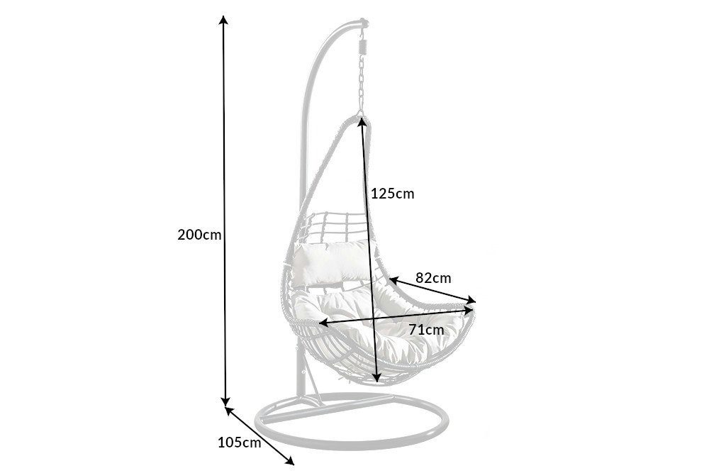 riess-ambiente Hängesessel LOFT WIDE grau / schwarz, Outdoor · Gartensessel · Hängestuhl · mit Gestell & Kissen
