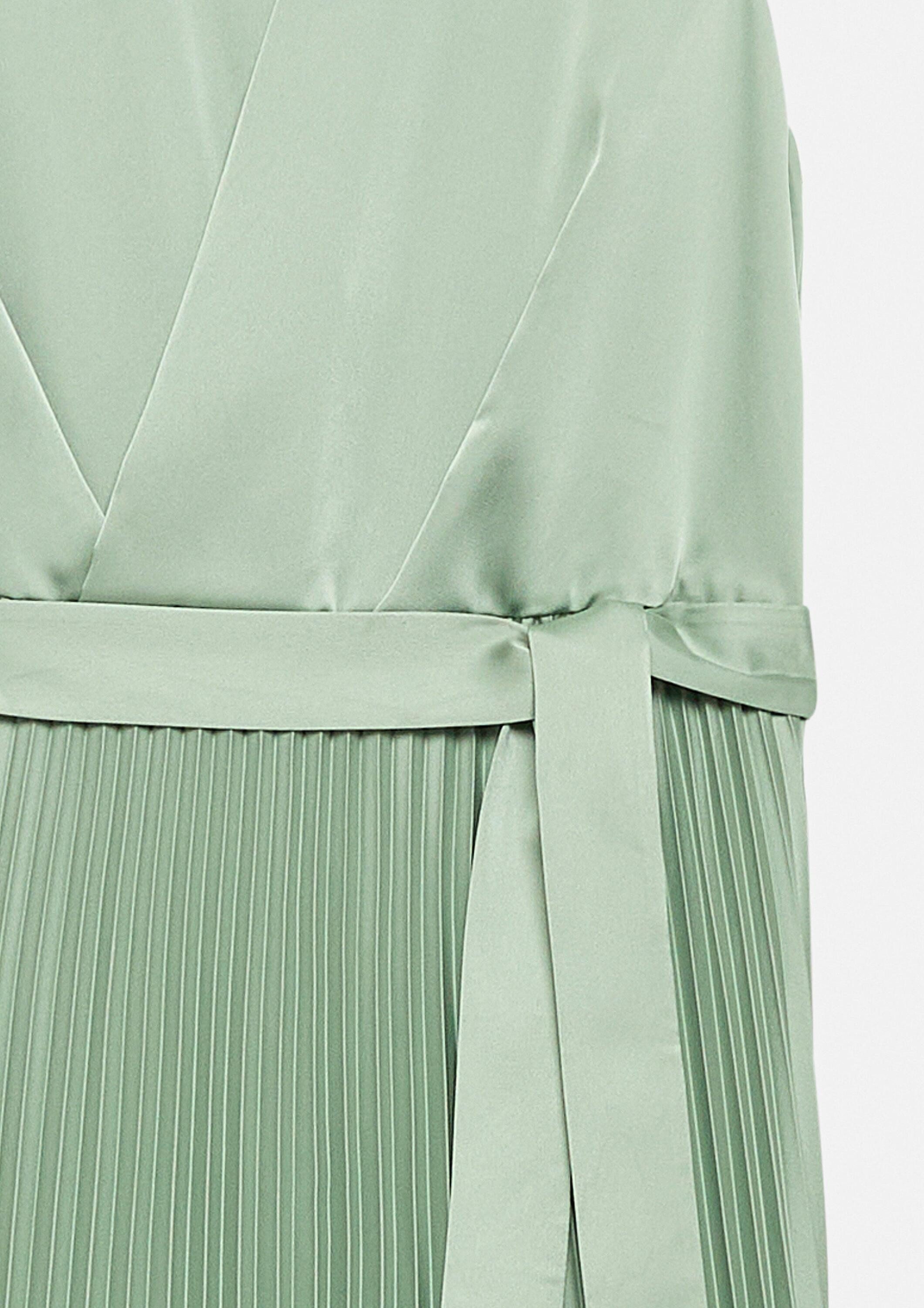 comma Midikleid Kleid Satinkleid mit Plissée-Rock