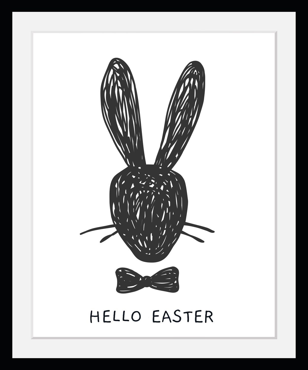 Bild mit Rahmen Hello Easter - Hase - Ostern - Gerahmter Digitaldruck - Wandbild