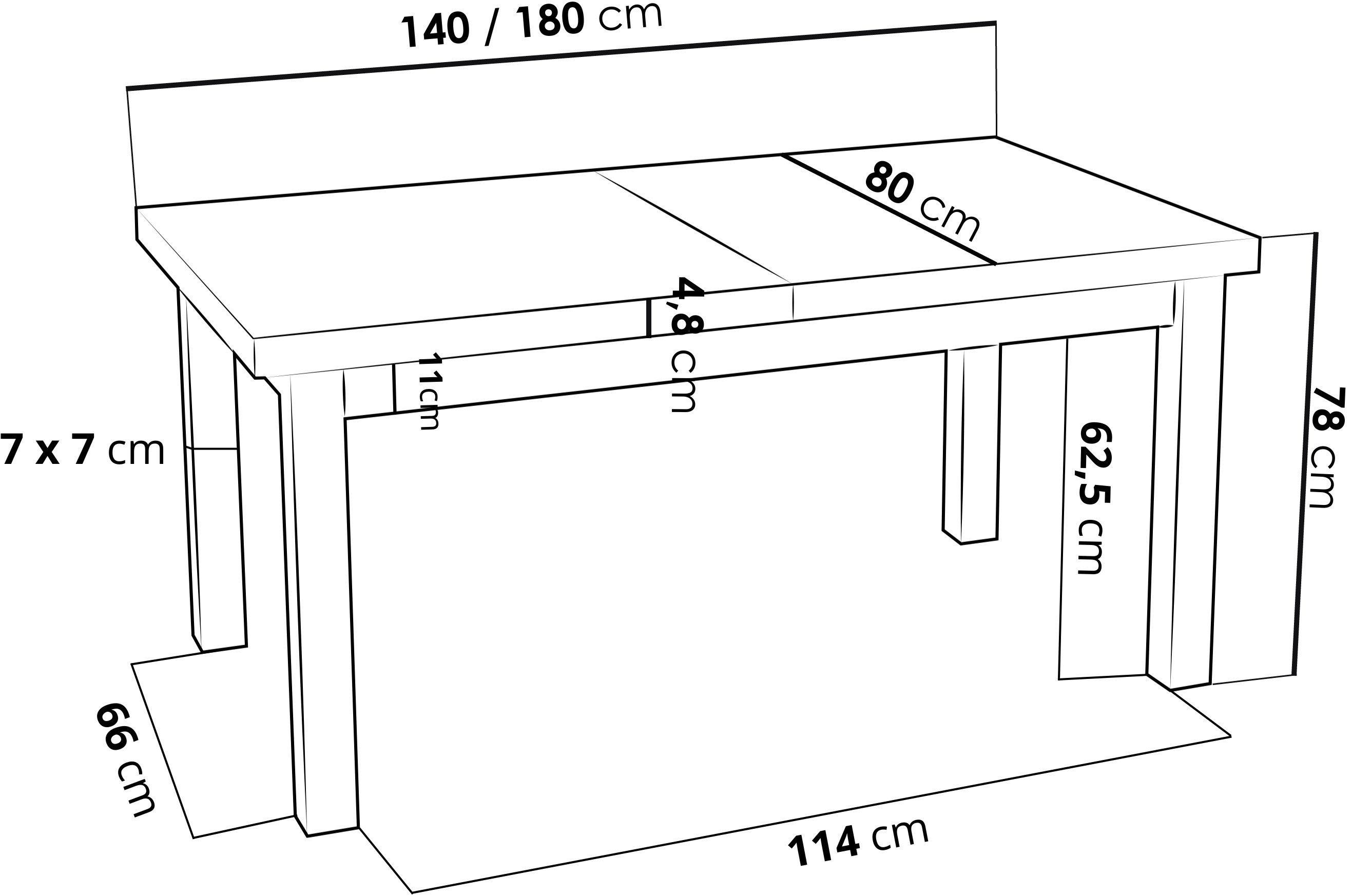 WFL GROUP Esstisch Avena ausziehbar rechteckig modern mit weißen Holzbeinen (MADE IN EU, 5 Gr. – 120/140/160/170/200 cm ausziehbar auf 160/180/210/250/300 cm),  – Bild 3 von 5