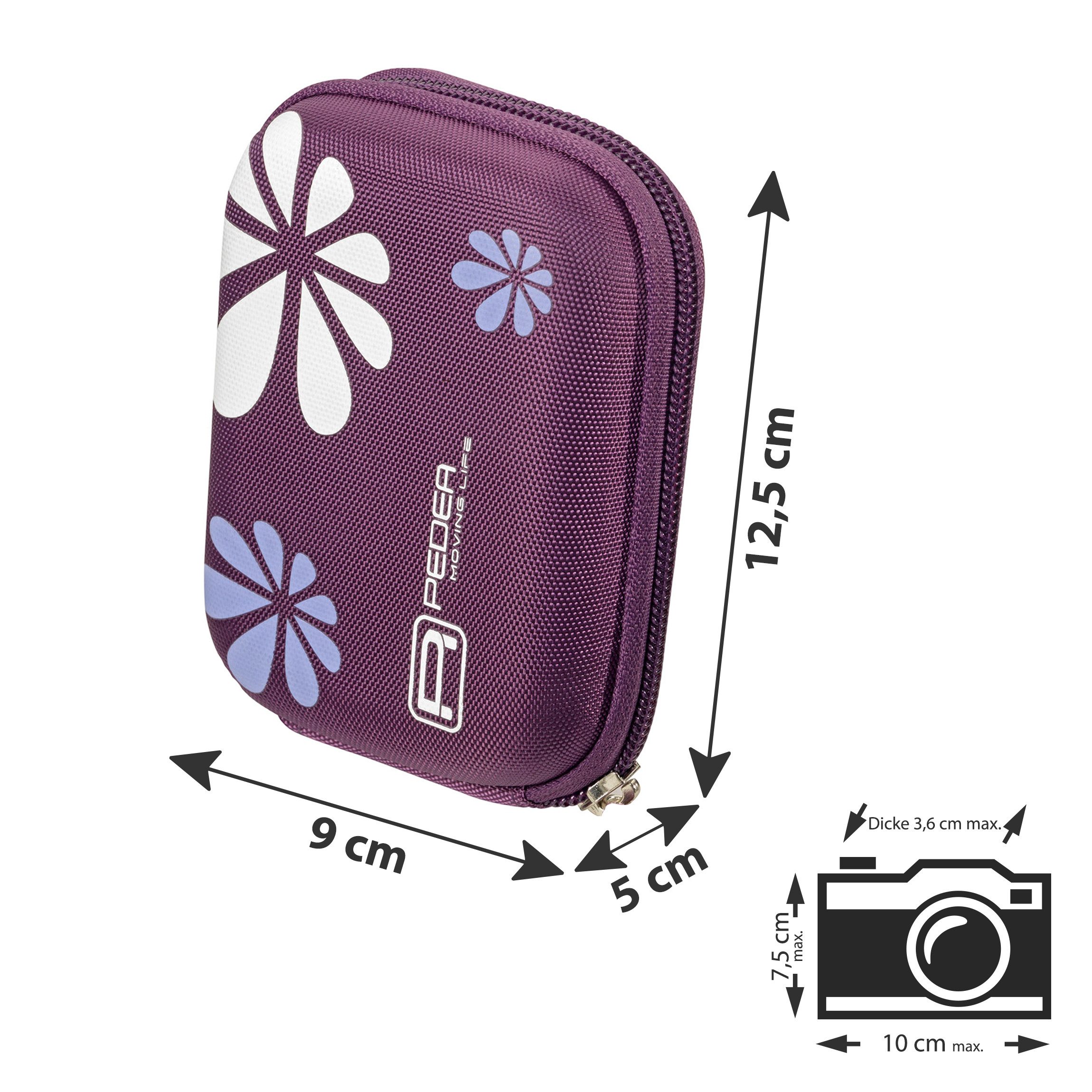 PEDEA Kameratasche Hardcase für Digitalkamera Kompaktkamera & Action Cams, Hardcase Schale, wasserabweisend, Zubehörfach, Karabine & Umhängeband