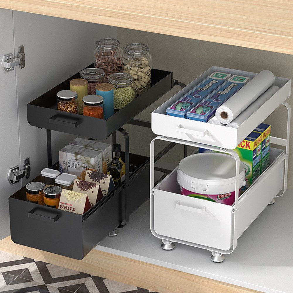 JEOBEST Küchenregal Küchenregal Regal mit 2 Korb-Auszügen, Spülschrank Orga günstig online kaufen