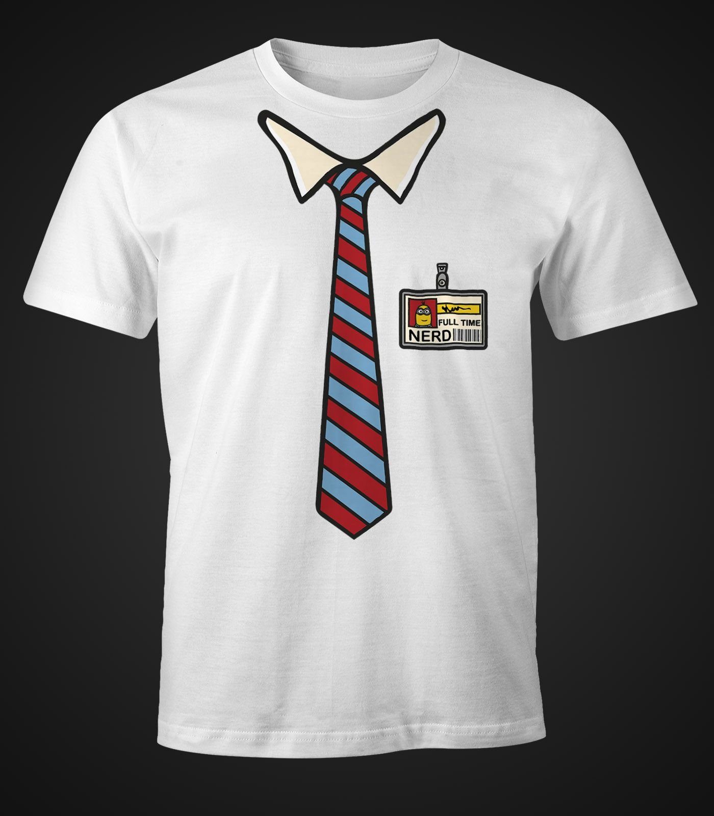 MoonWorks Print-Shirt Herren T-Shirt Full Print mit Time Fun-Shirt Geek weiß Nerd Moonworks®