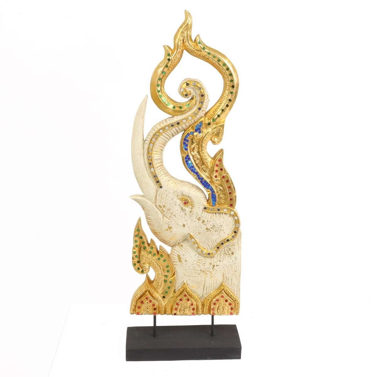 Oriental Galerie Dekofigur Handarbeit Elefant 72 traditionelle cm im St), (1 weiß Herstellung Ursprungsland Skulptur links in