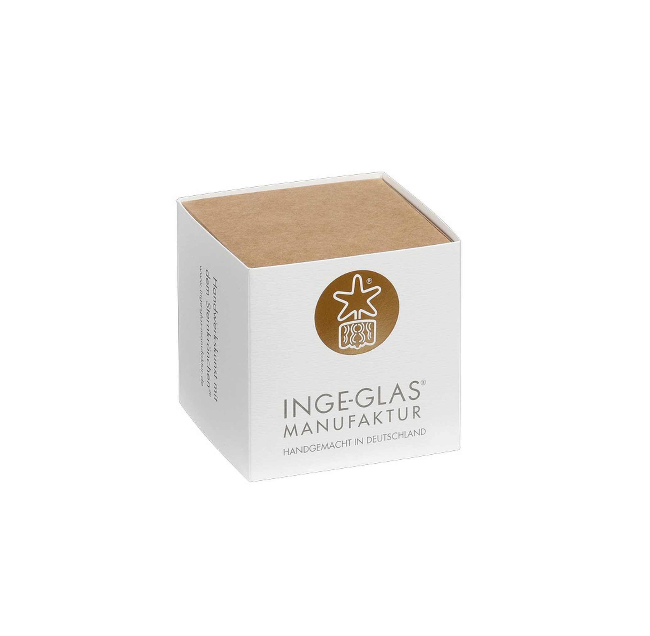 INGE-GLAS® Geschenkbox, Geschenkbox für Christbaumschmuck 8,5cm weiß / natur braun