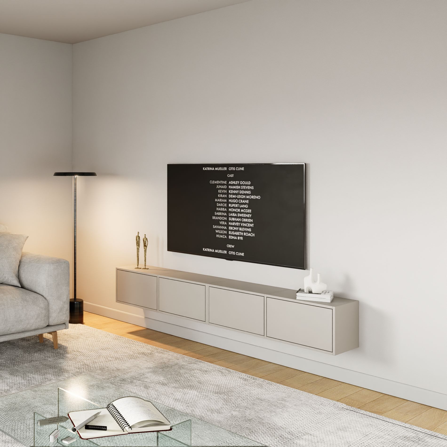 Selsey TV-Schrank FRAMME Hängendes TV-Board mit Klappen, 200 / 300 cm