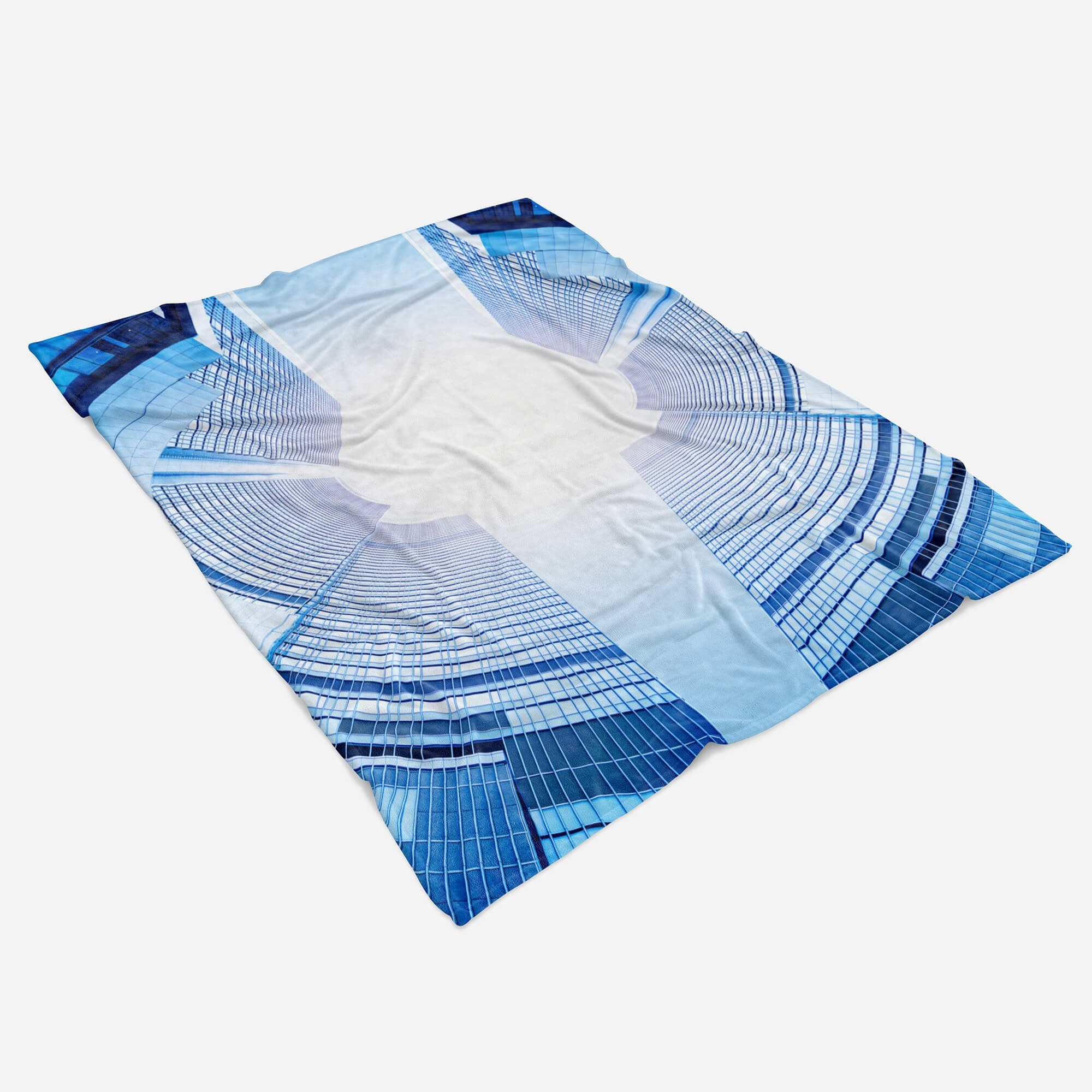 Saunatuch Strandhandtuch Art Blau Handtuch H, Kuscheldecke (1-St), Sinus Architektur Handtücher mit Baumwolle-Polyester-Mix Fotomotiv Handtuch