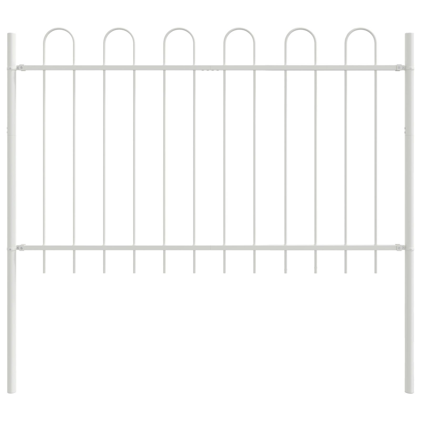 vidaXL Gartentor Gartenzaun mit Bogen-Top Weiß 1,7x0,8 m Stahl