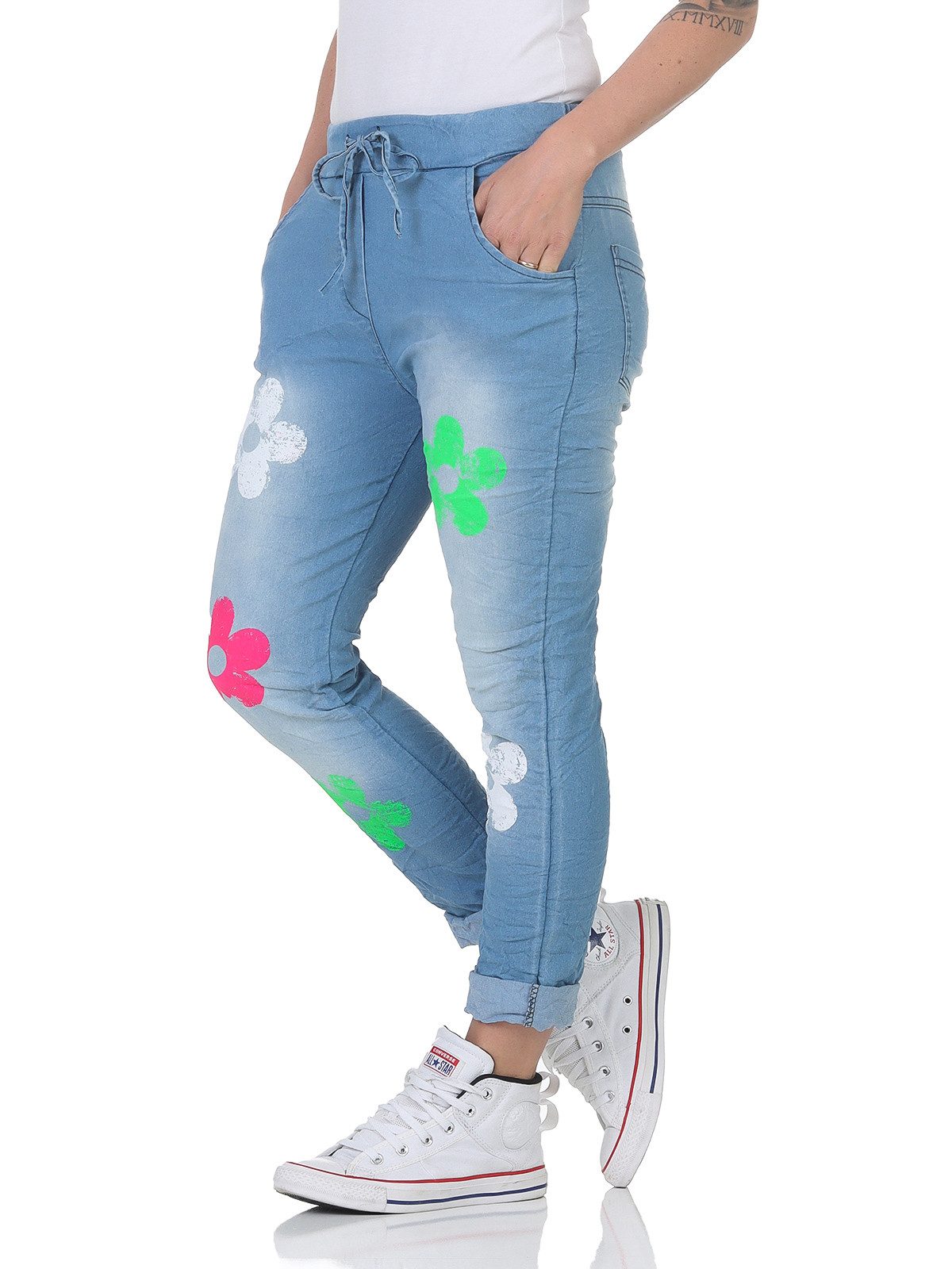 simaranda Sweatpants Damen Jogginghose Jeans 21347 34-38 Hellblau dehnbarer elastischer Bund