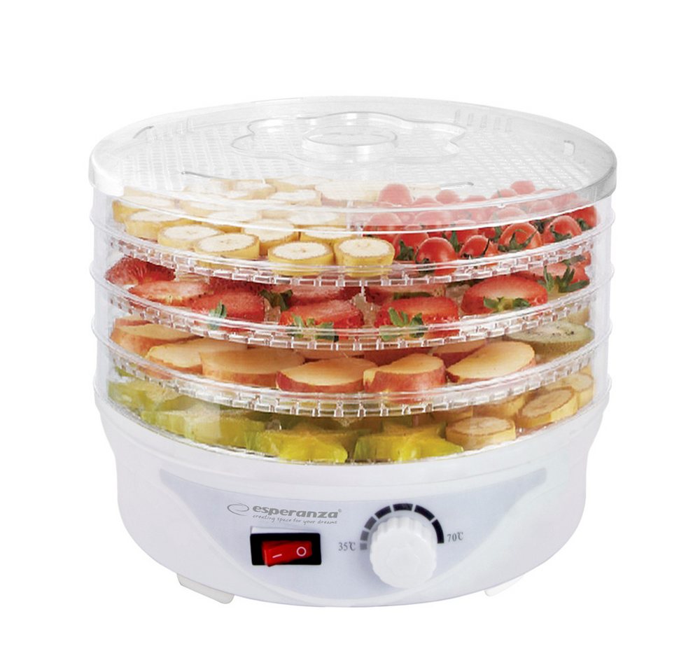 Esperanza Dörrautomat DÖRGERÄT FÜR PILZE, FRÜCHTE, GEMÜSE, KRÄUTER UND BLUMEN-DÉLICATESSE 250,00 W, Überhitzungsschutzes & einfach zu verwenden