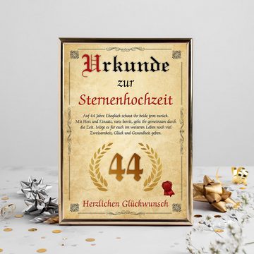 Tigerlino Poster Urkunde zum 44. Hochzeitstag Geschenk 44. Jahrestag Karte Ehepaar, Sternenhochzeit