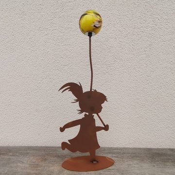 Ferrum Art Dekofigur Mädchen mit Luftballon - Glaskugel gelb